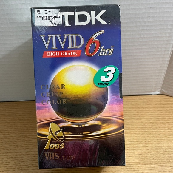 TDK Vivid High Grade VHS Tapes 6 Hours T-120 3 Pack Brand New Factory Sealed - Picture 1 of 6